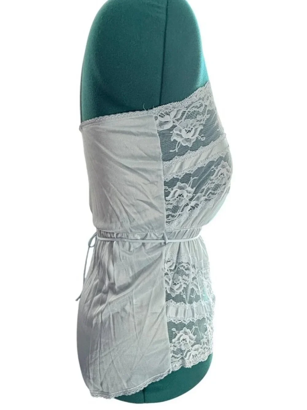 Vintage Light Blue Satin Lace Lingerie Set Medium Texsheen Cinema Etoile 2 pc - Picture 9 of 16